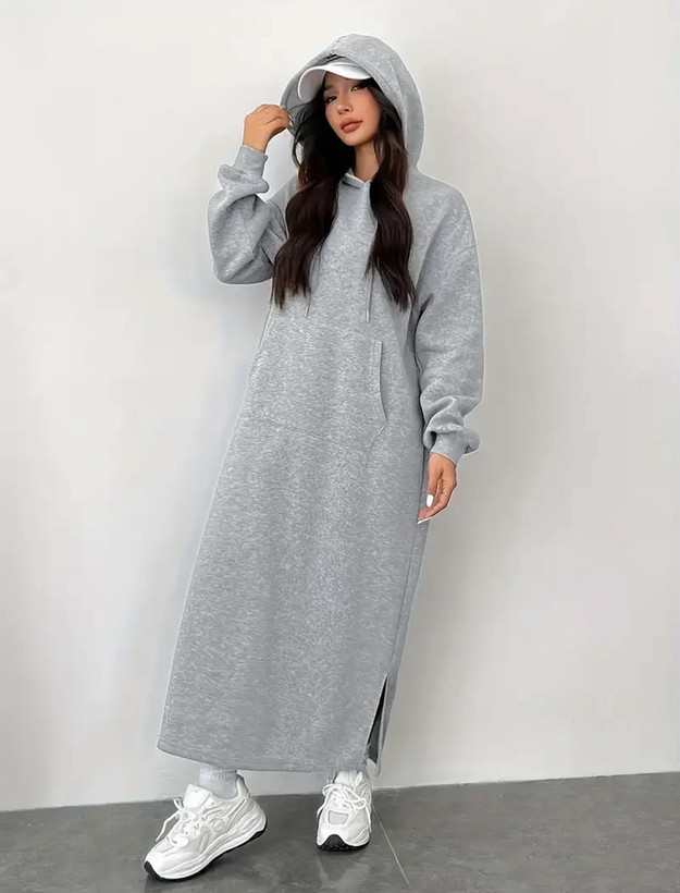 سویشرت زنانه بلند و کلاهدار – مدل H606
