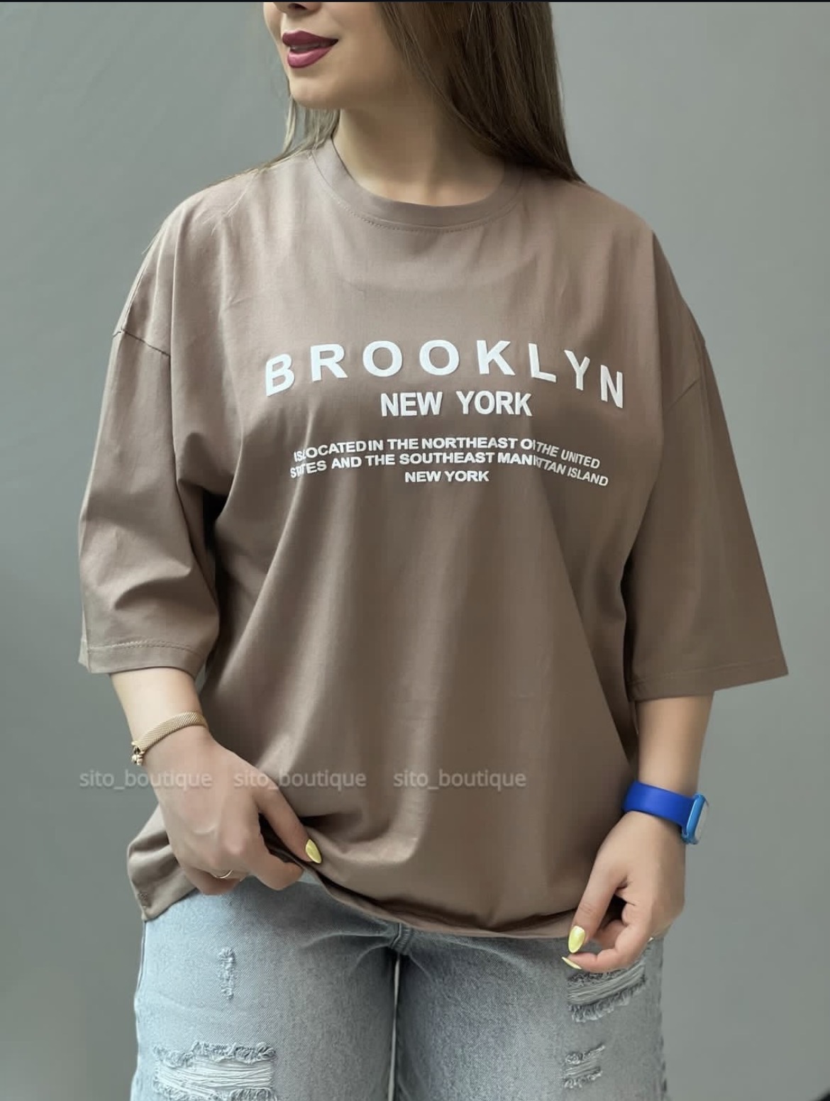 تیشرت Brooklyn - صورتی / فری سایز(۳۶ تا ۴۶)